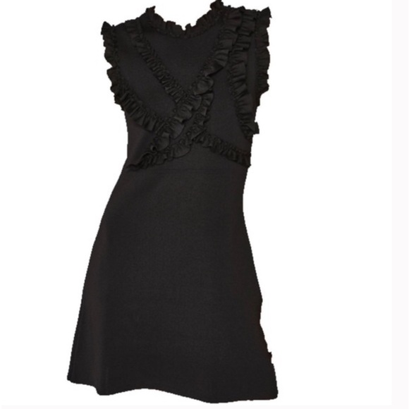 Zara Dresses & Skirts - Zara black a-line knit dress with ruffle trim & decor on top front. Slight flare